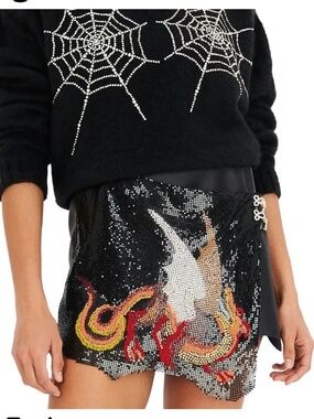 Clio Peppiatt Leo Leather Mini Skirt